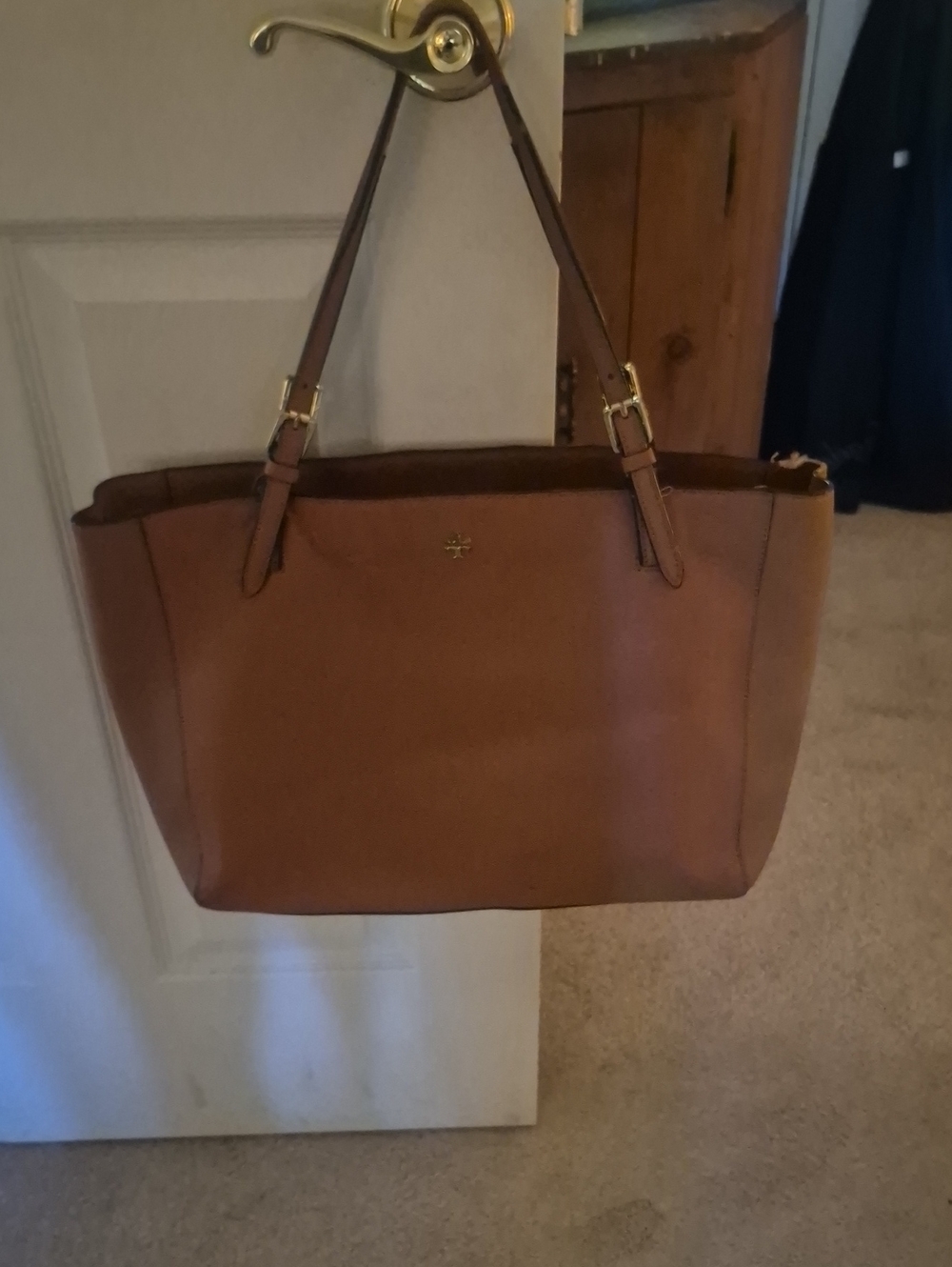 Tory Burch Tan Leather Tote with Gold Hardware